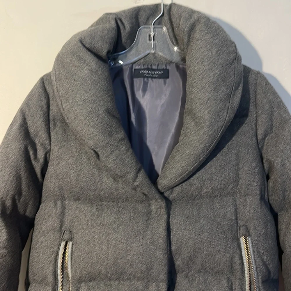 SPICK and SPAN Grey Down Filked wool puffer crop jacket coat women size 36